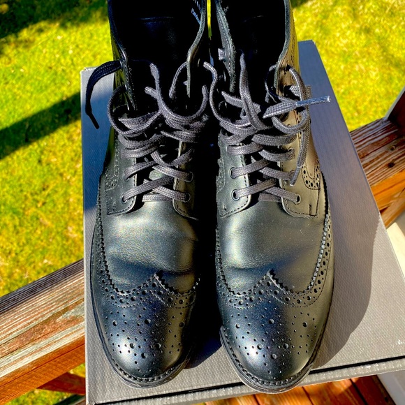 Gently used Thursday black wingtip boots size 10 main image 5